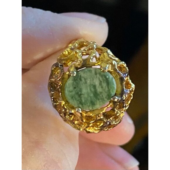 Vintage Connemara Marble Ring (Size 8) | Marked 14K RGP | Authentic Irish Herita - Picture 6 of 13